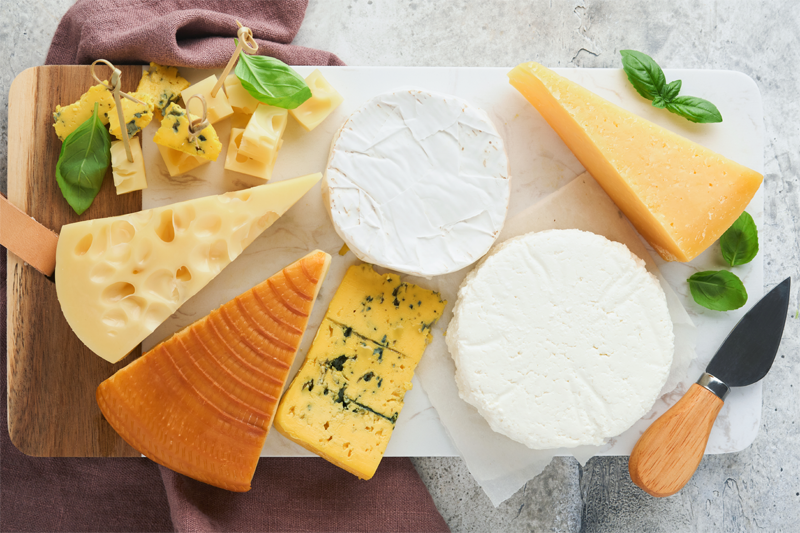 Cheese products prepared for inspection