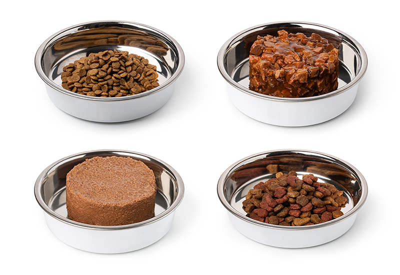 Pet food products prepared for inspection